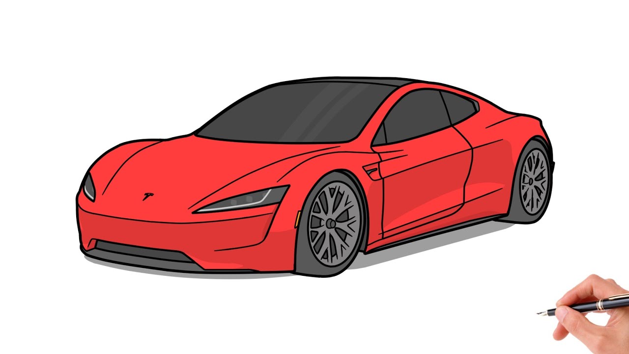 How to draw a tesla roadster drawing tesla roadster sports car