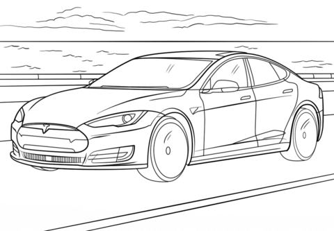 Tesla model s coloring page free printable coloring pages