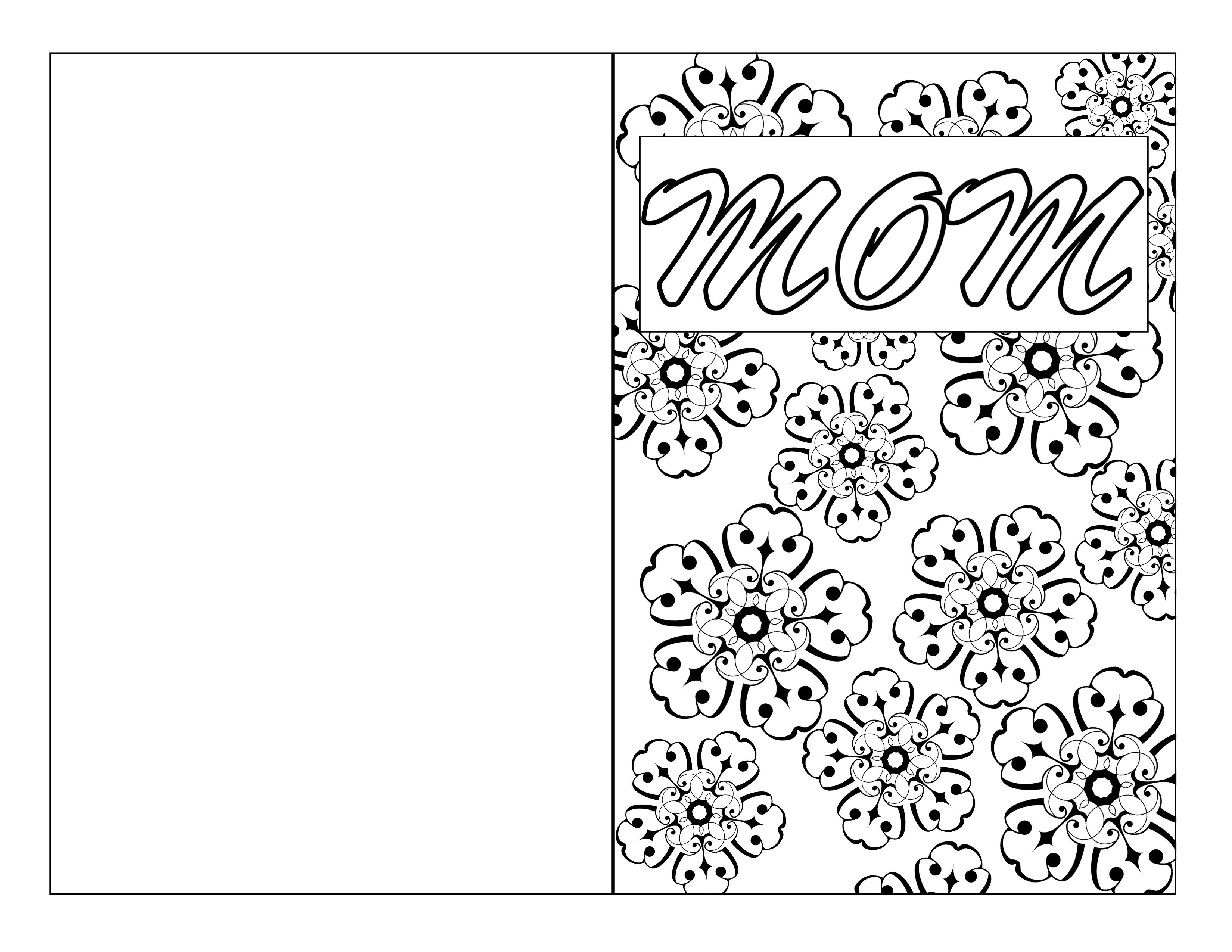 Mothers day coloring page card diy