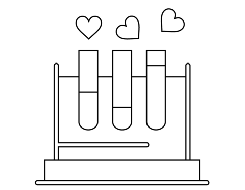 Valentines day lab tubes with love potion coloring page free printable coloring pages