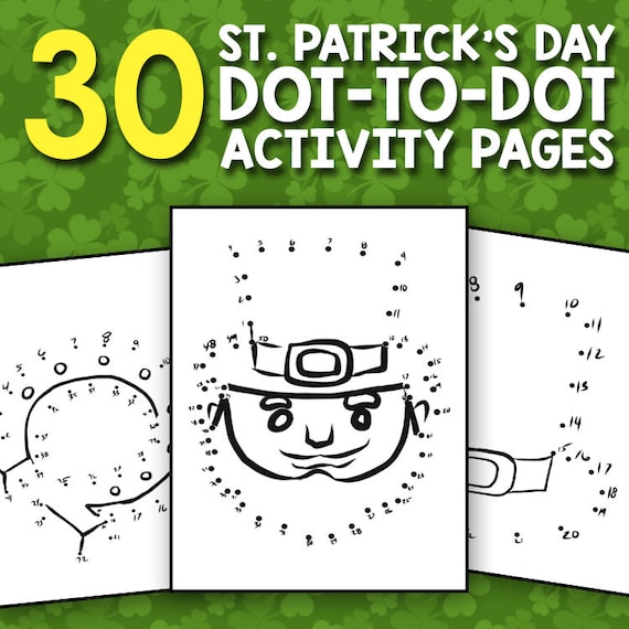Best value st patricks day coloring book connect the dot pages instant download printable coloring book for kids dot to dot coloring pages