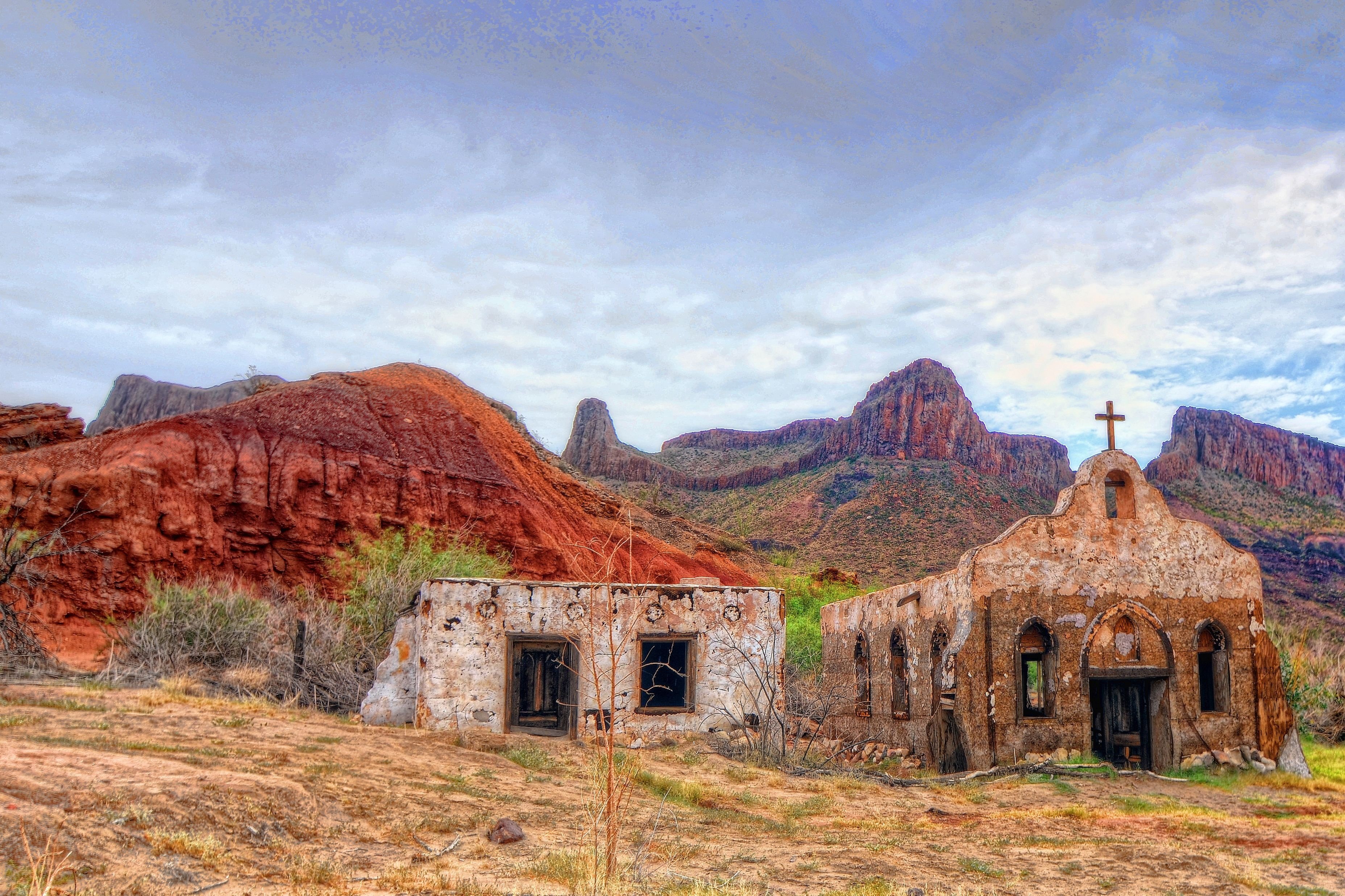 Big bend ranch state park texas desert ruins western church building wallpapers hd desktop and mobile backgrounds