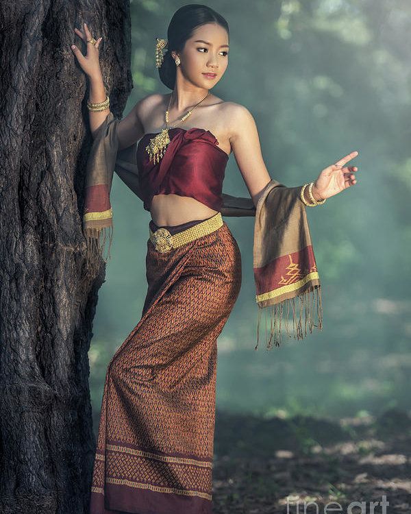 Beautiful thai girl in thai traditional costume poster by sasin tipchai fashion thai fashion traditional fashion
