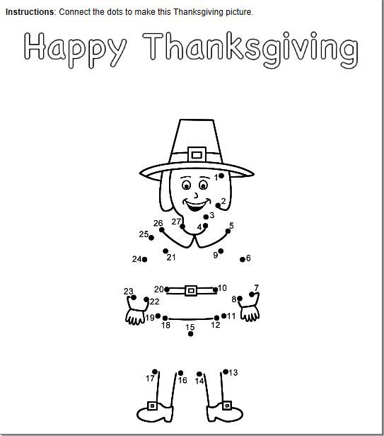 Thanksgiving connect the dots fun free printables