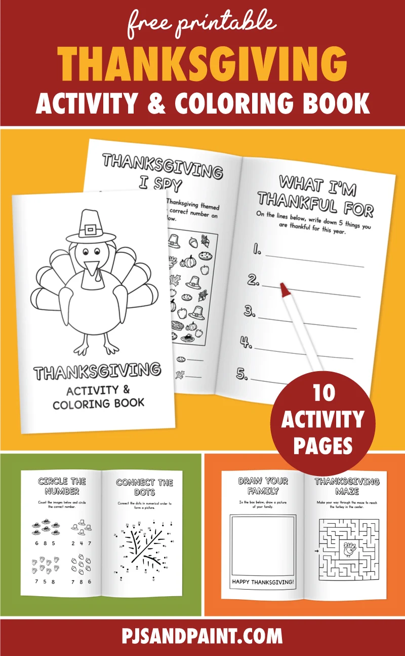 Free printable thanksgiving activity and coloring book for kids