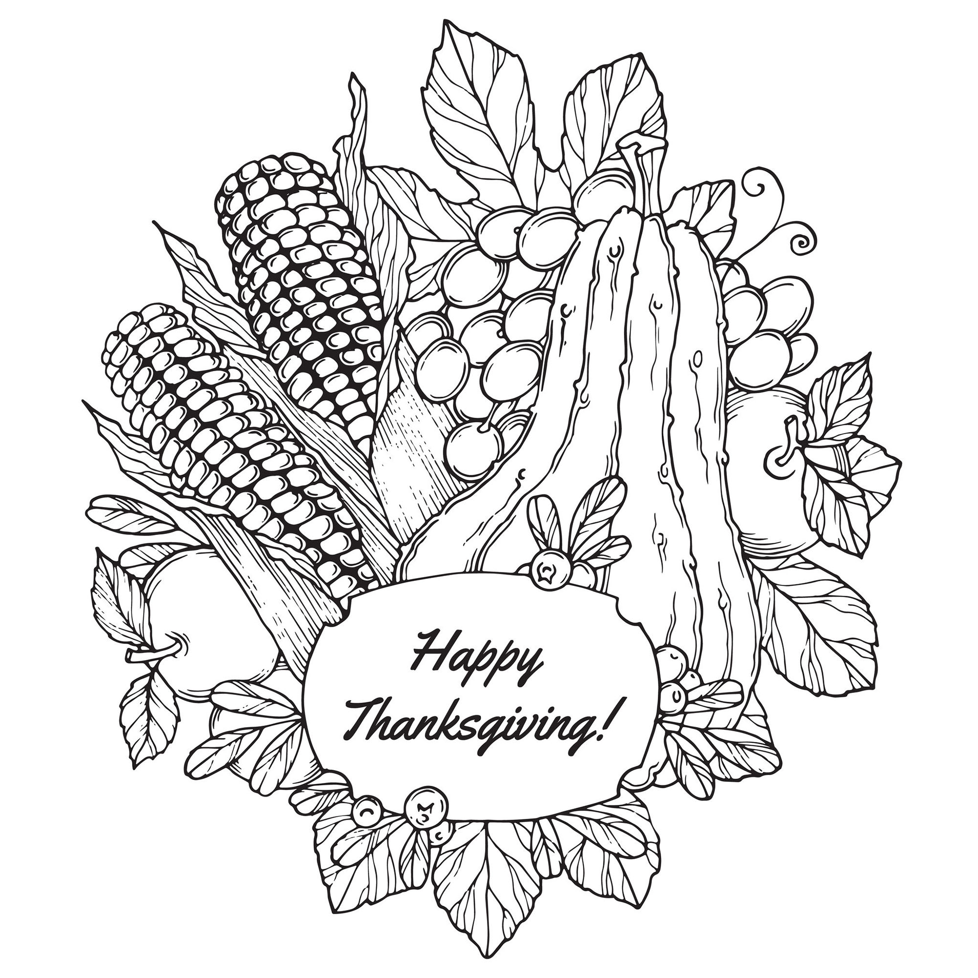 Free thanksgiving drawing to download and color