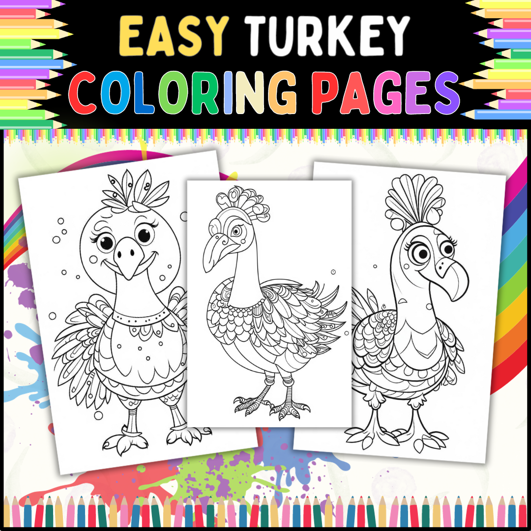 Easy turkey coloring pages for kids perfect for thanksgiving and fall fun made by teachers