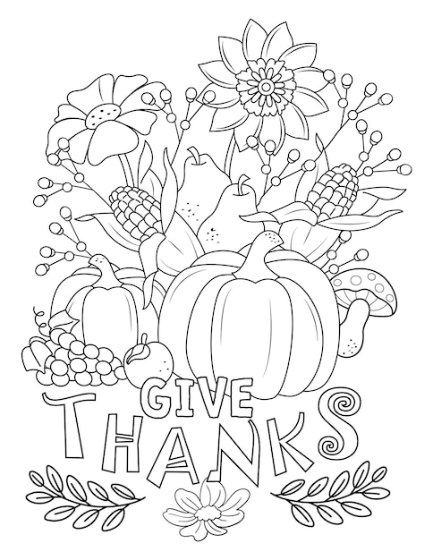 Premium vector thanksgiving coloring page thanks giving vector thanks giving food