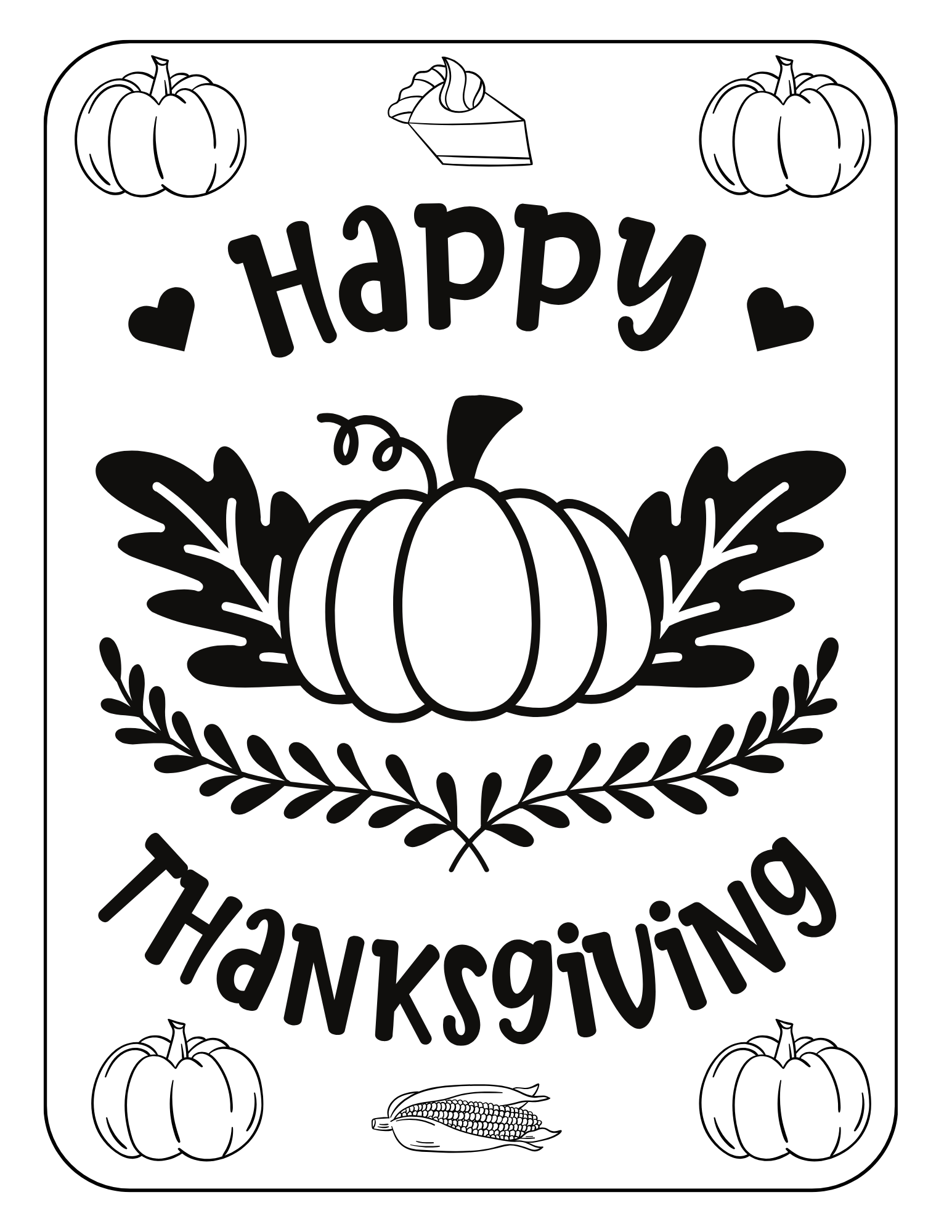 Cute thanksgiving coloring pages for kids and adults