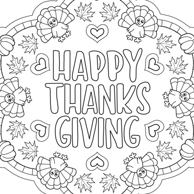 Thanksgiving mandala coloring page m