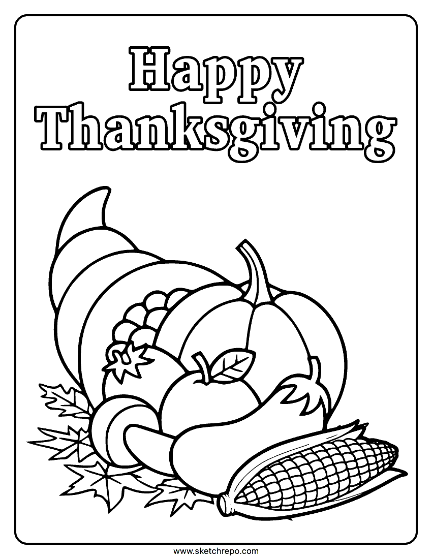 Happy thanksgiving coloring page