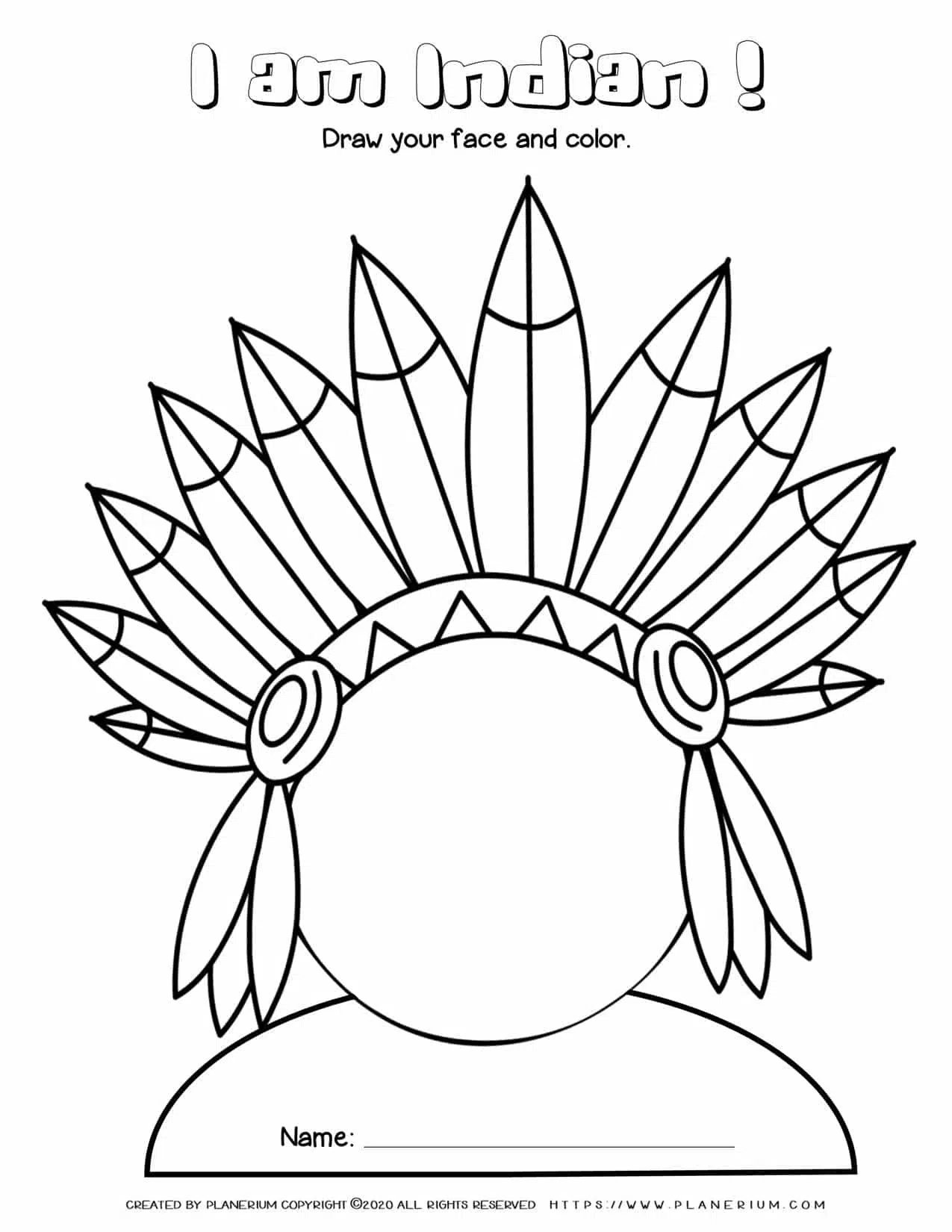 Indians face coloring activity free printables