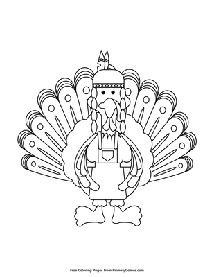 Turkey indian coloring page â free printable pdf from