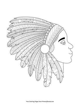 American indian coloring page â free printable pdf from