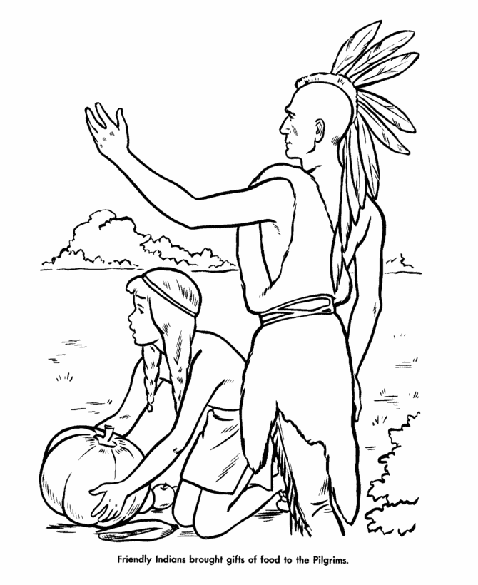 The first thanksgiving coloring page sheets friends of the indians usa