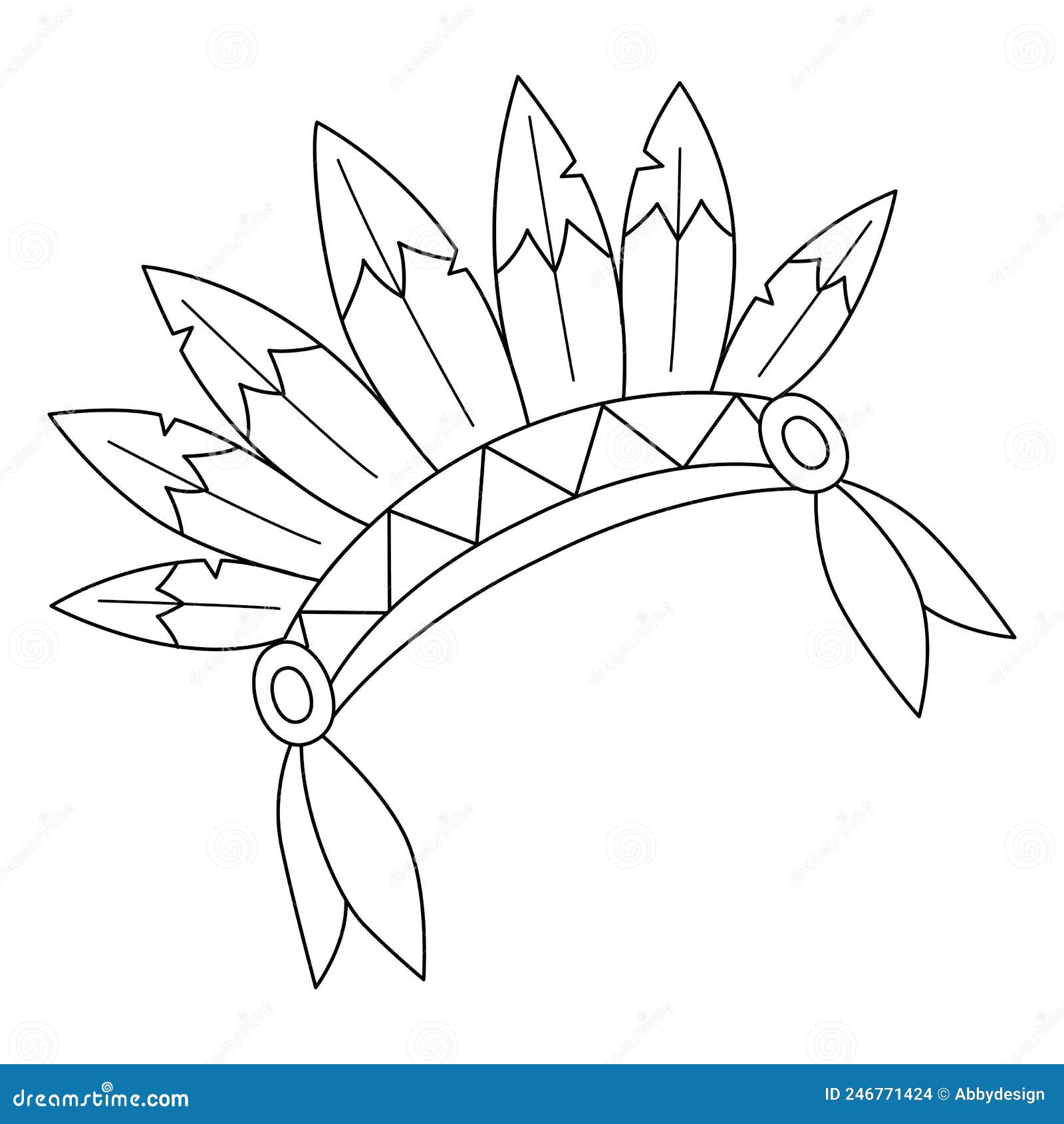 Thanksgiving indian headdress isolated coloring stock vector