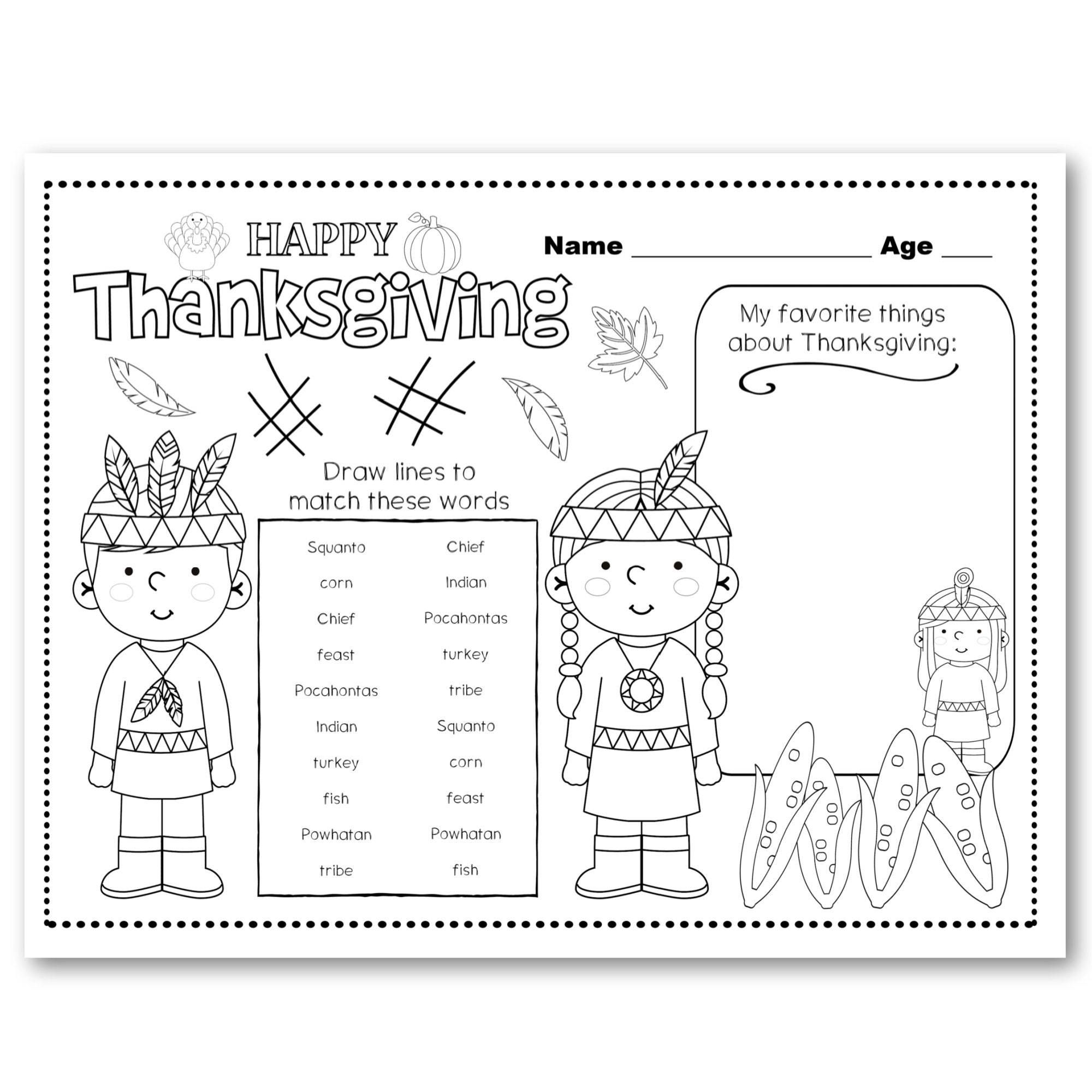 Thanksgiving coloring placemats for kids thanksgiving printable activities for kids thanksgiving coloring pages table instant download instant download