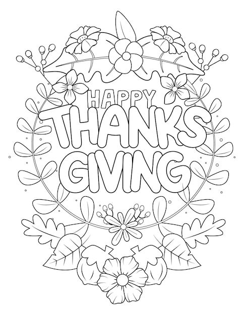 Premium vector thanksgiving coloring page
