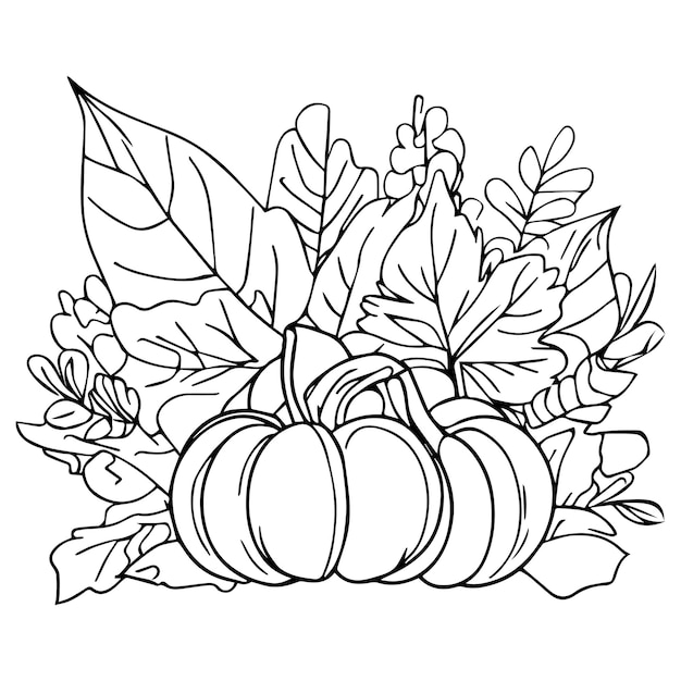 Premium vector food nature thanksgiving coloring sheet free printable coloring pages hand drawing autumn coloring