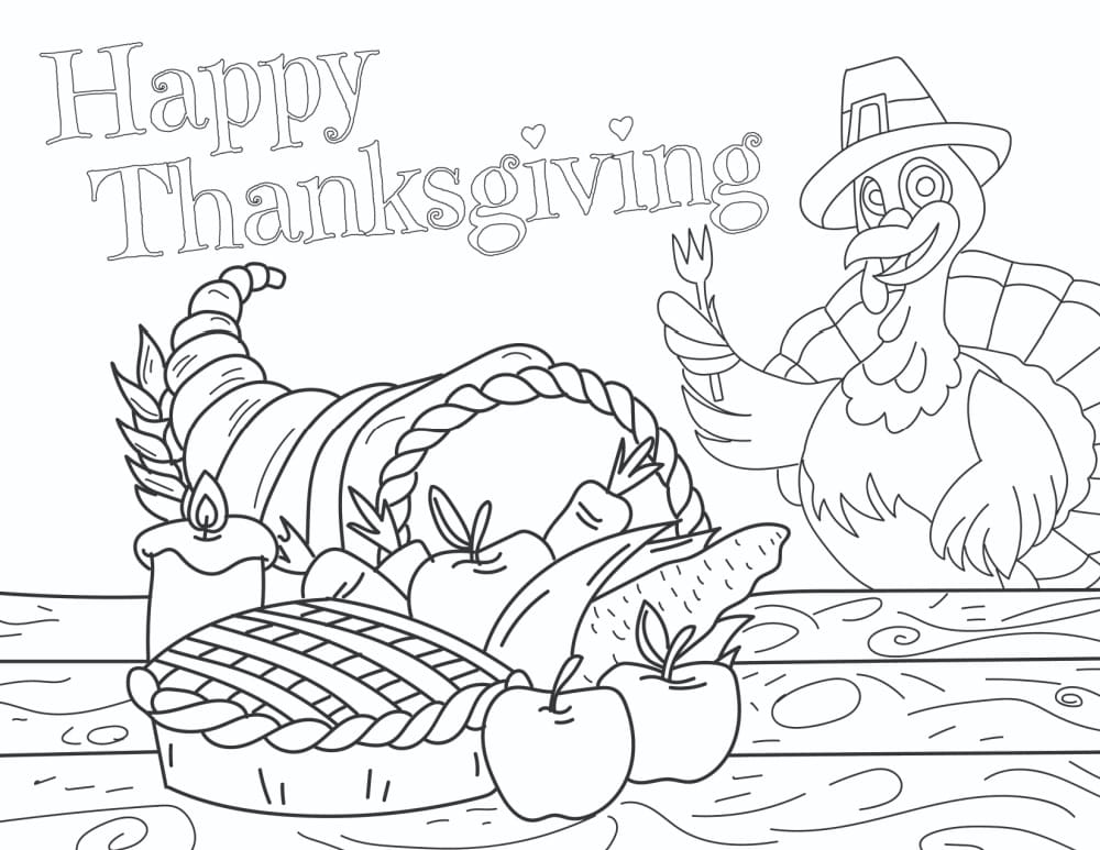 Printable happy thanksgiving coloring pages