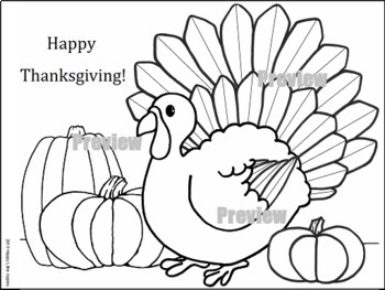 Happy thanksgiving turkey and pumpkin coloring sheet by happy little apples