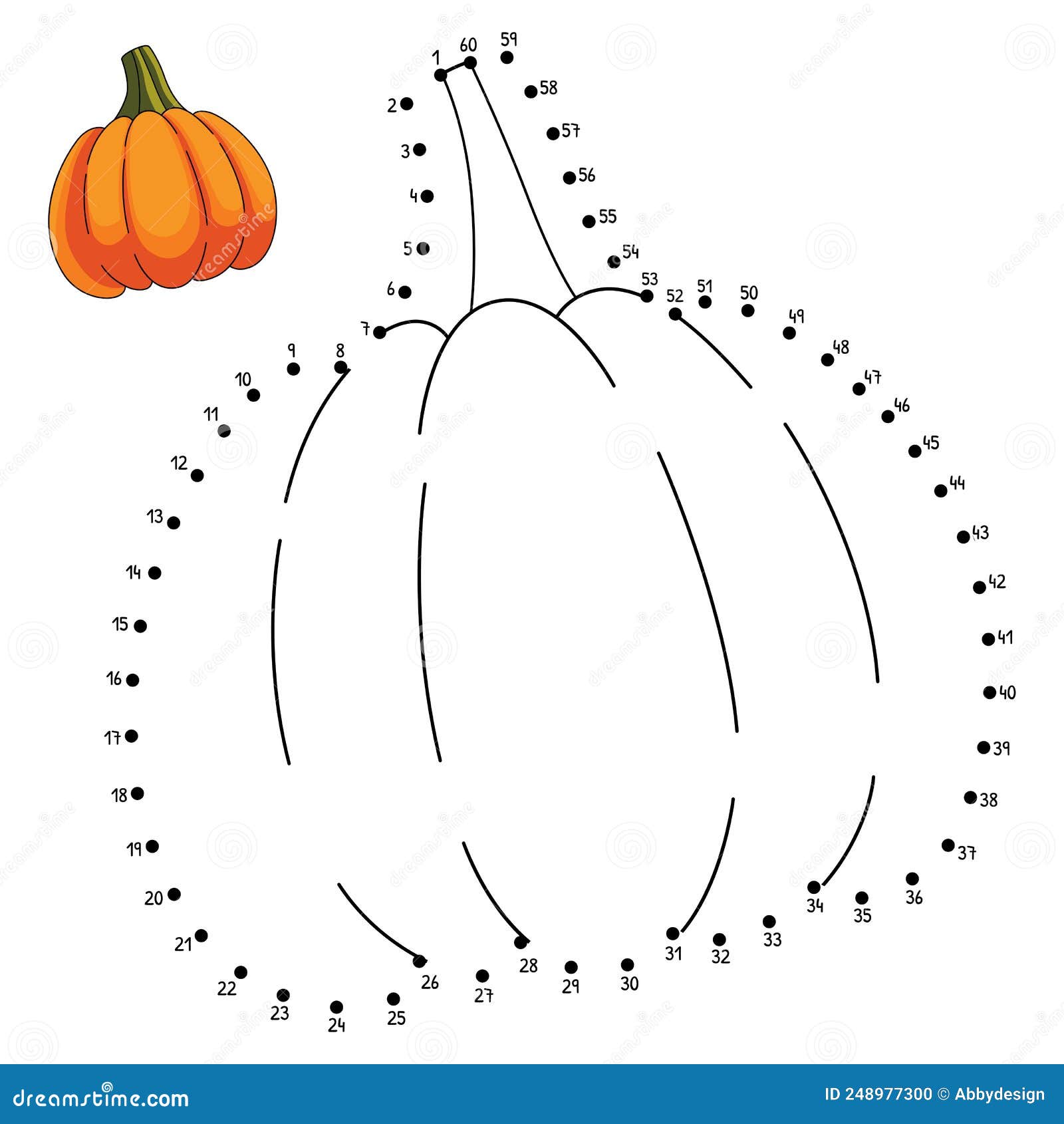 Dot to dot thanksgiving pumpkin coloring pages stock vector