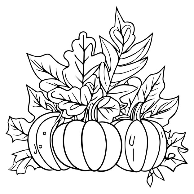 Premium vector fall coloring pages for adults pumpkin coloring pages halloween pumpkin coloring pages