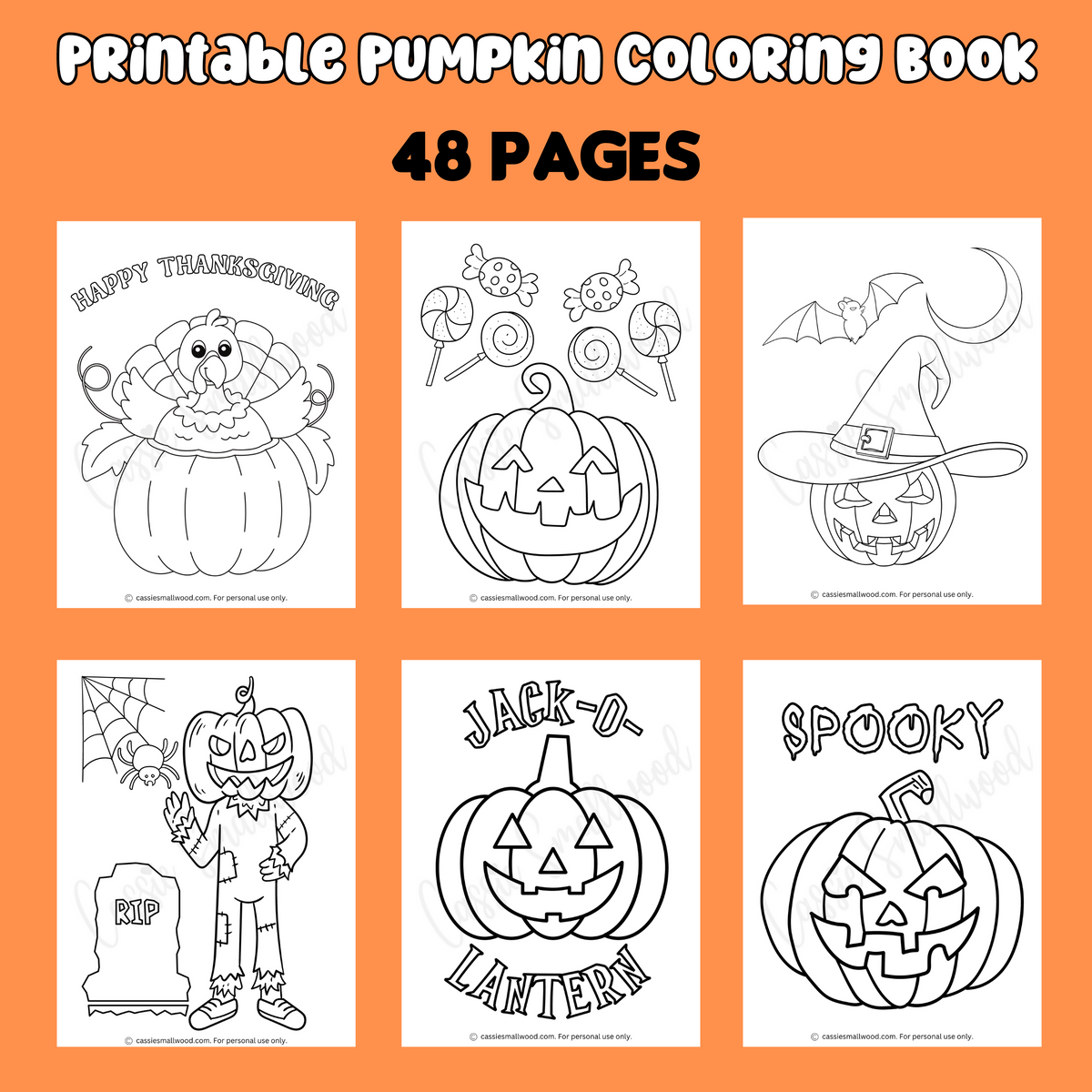 Printable pumpkin coloring book pages â cassie smallwood