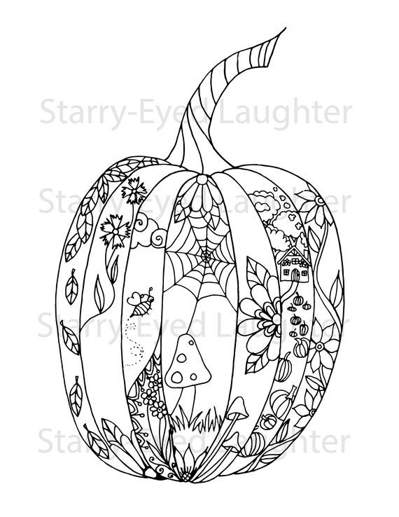 Thanksgiving coloring page fall pumpkin november autumn printable for adults and children pdf file digital download