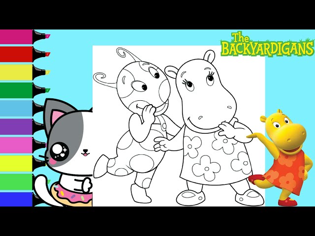Coloring the backyardigans uniqua and tasha coloring book page sprinkled donuts jr