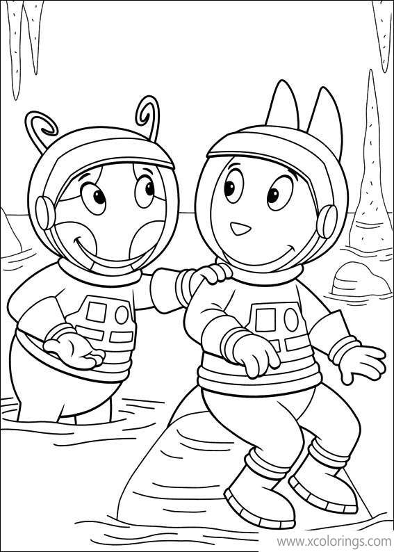 Backyardigans coloring pages uniqua and austin are talking