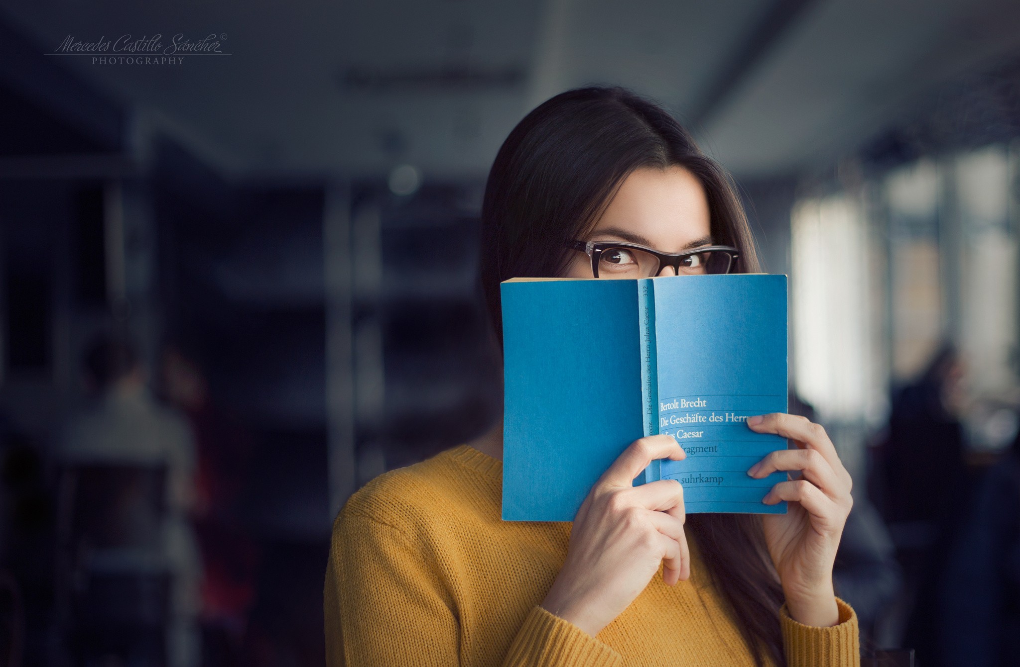 Wallpaper women with glasses photography books blue library color beauty photograph x