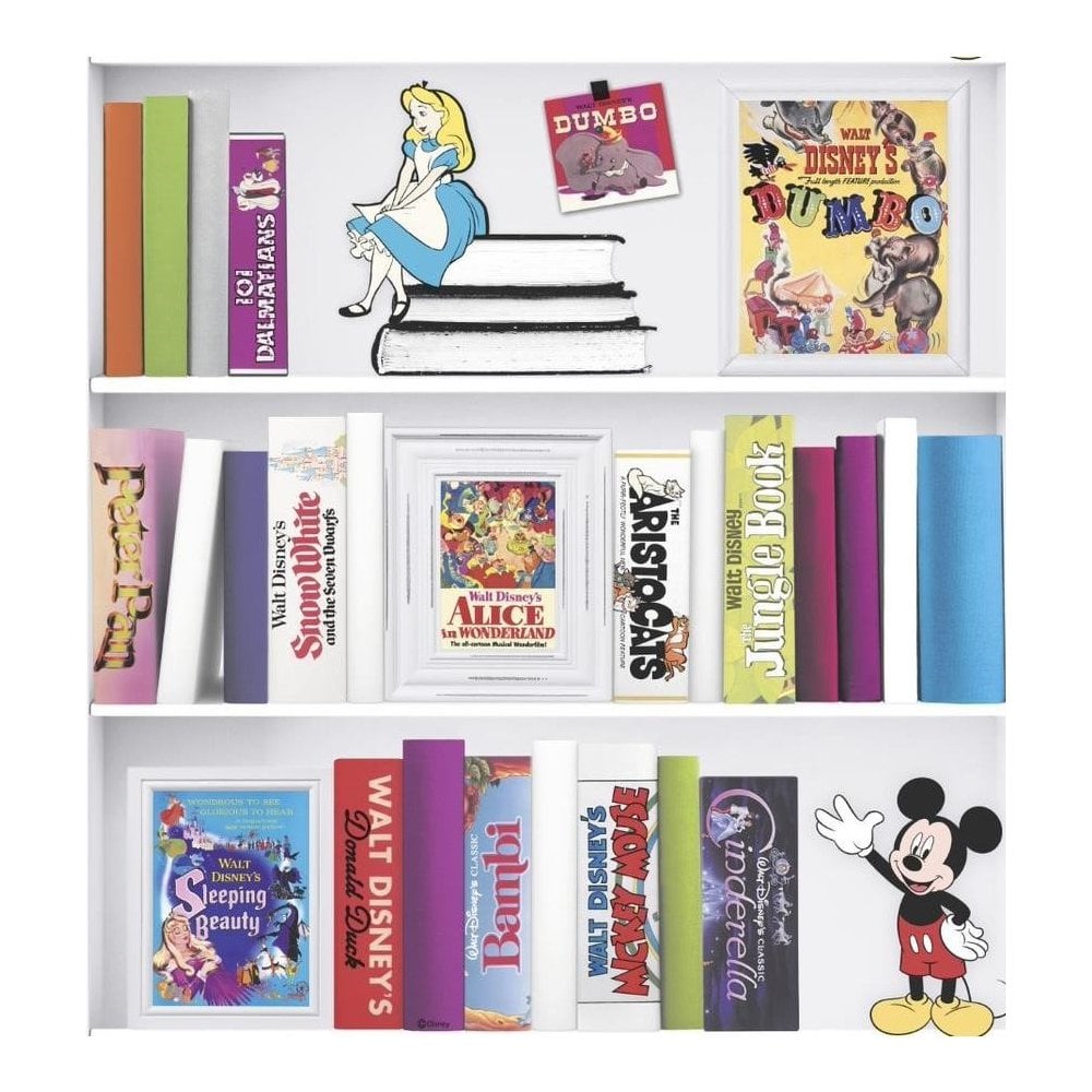Disney bookshelf multi loured wallpaper