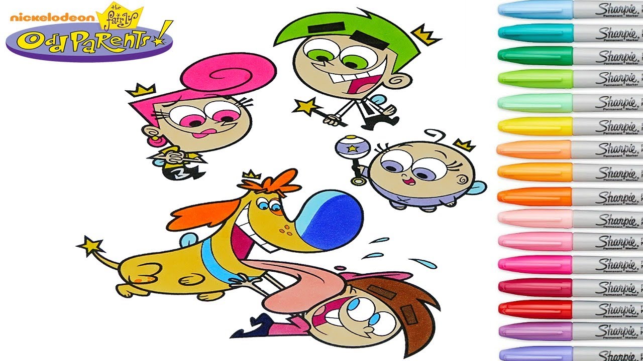Fairly odd parents coloring book pages coso wanda tiy turner poof sparky rainbow splash