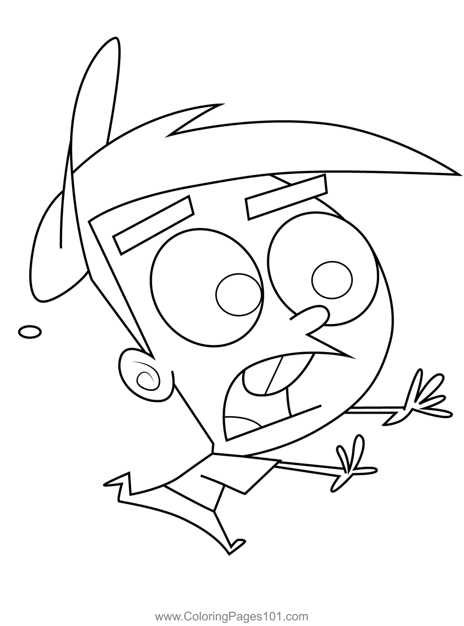 Timmy turner running fairly odd parents coloring page for kids
