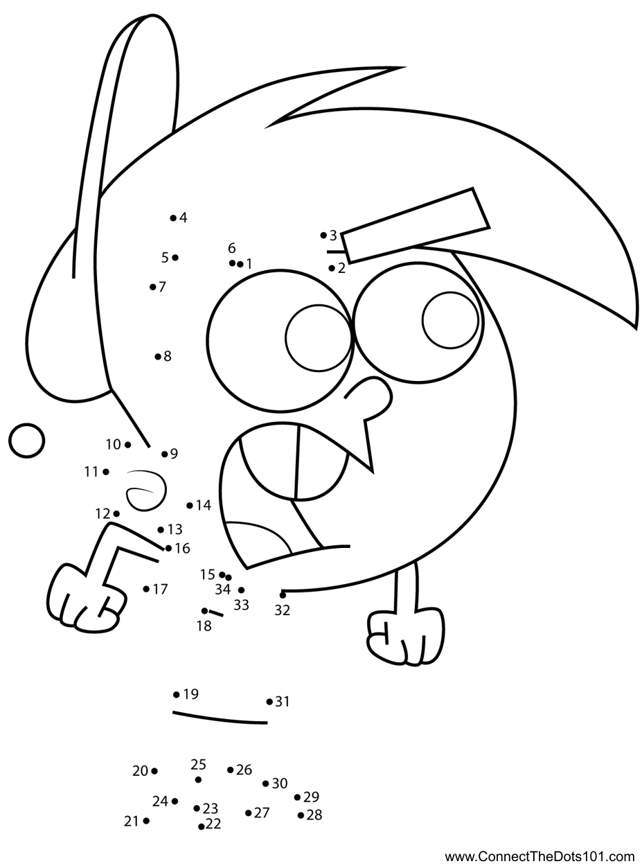 Mad timmy turner fairly odd parents dot to dot printable worksheet