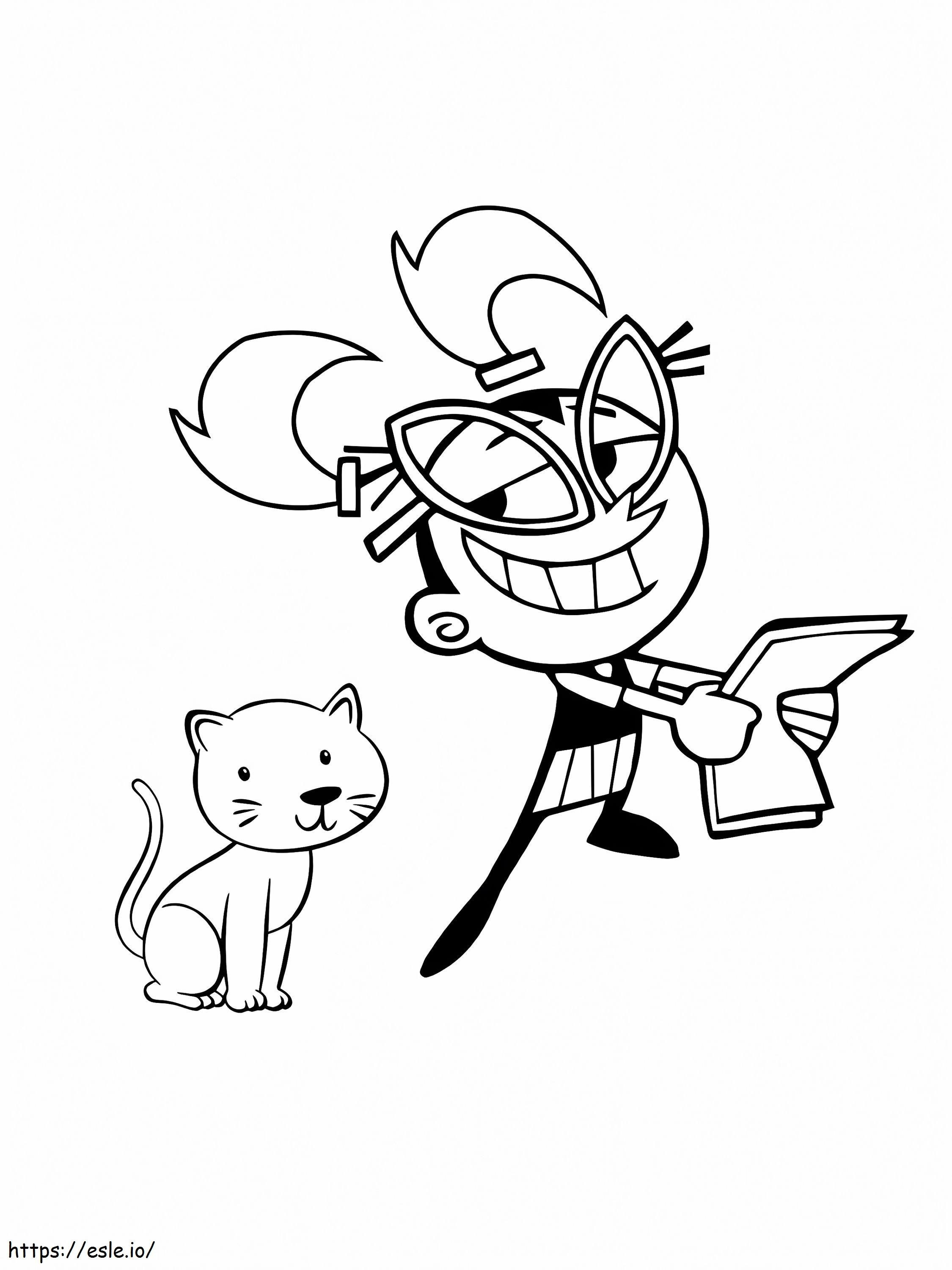 The fairly oddparents tootie and cat coloring page