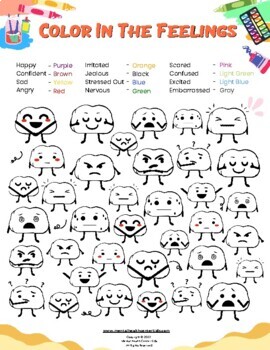 Identifying feelingsemotions emoji coloring page