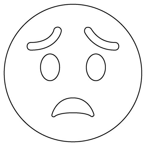 Worried face emoji coloring page free printable coloring pages
