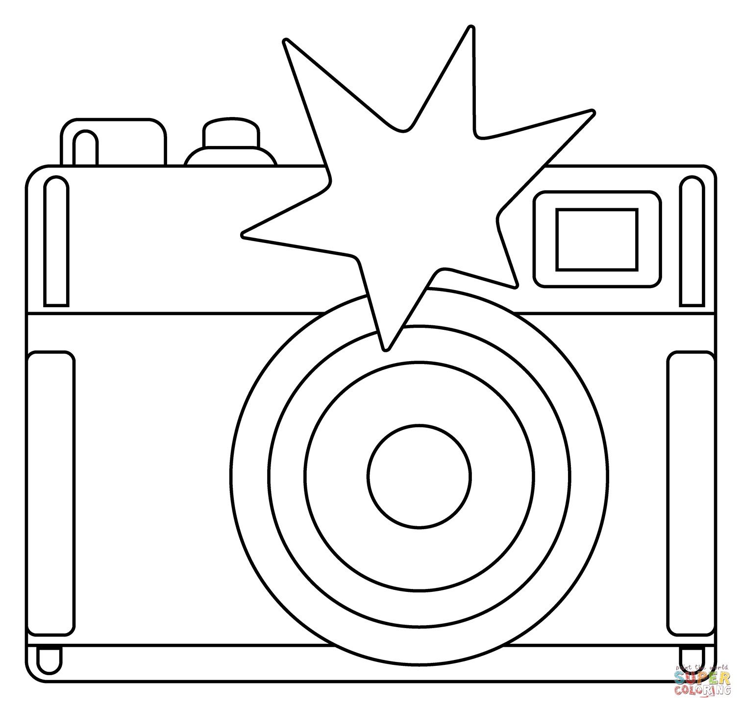 Camera with flash emoji coloring page free printable coloring pages