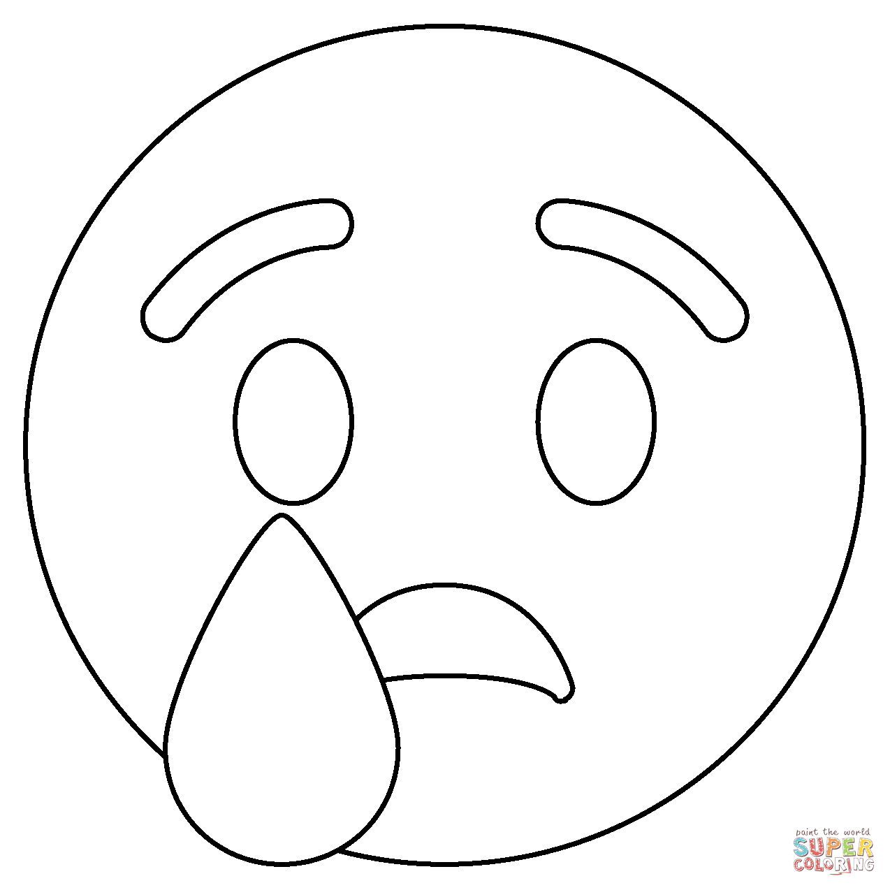 Crying face emoji coloring page free printable coloring pages