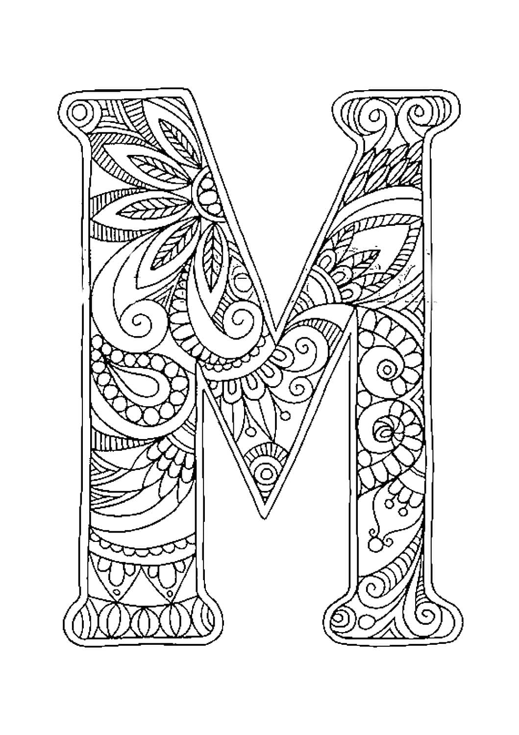 English letter m coloring page