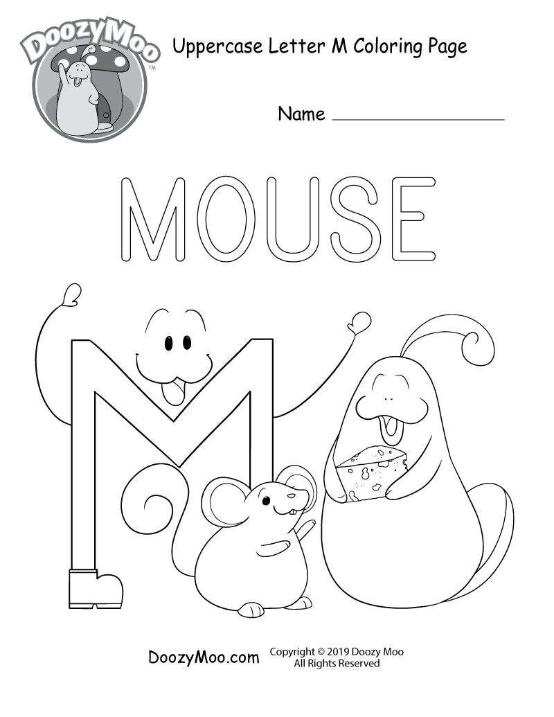 Cute uppercase letter m coloring page free printable