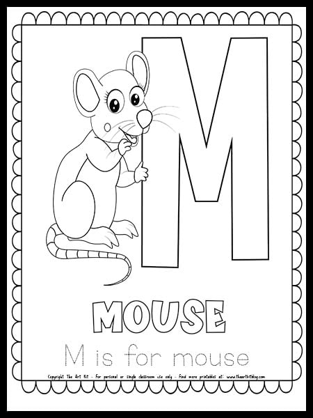 Letter m is for mouse free printable coloring page â the art kit