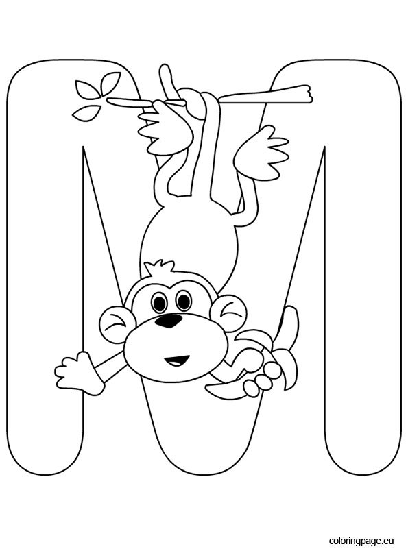 Letter m coloring page