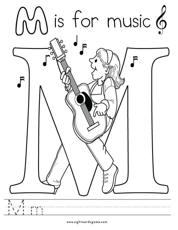 Letter m coloring page