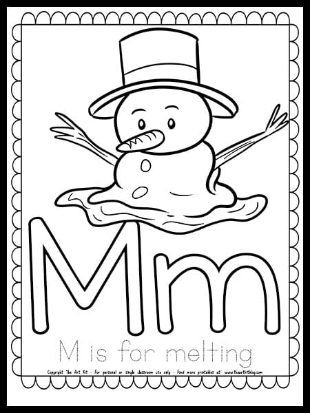 Letter m is for melting free spring coloring page â the art kit