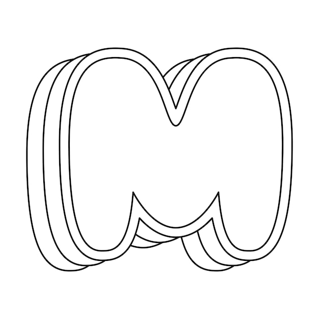 Premium vector coloring page with letter m for kids