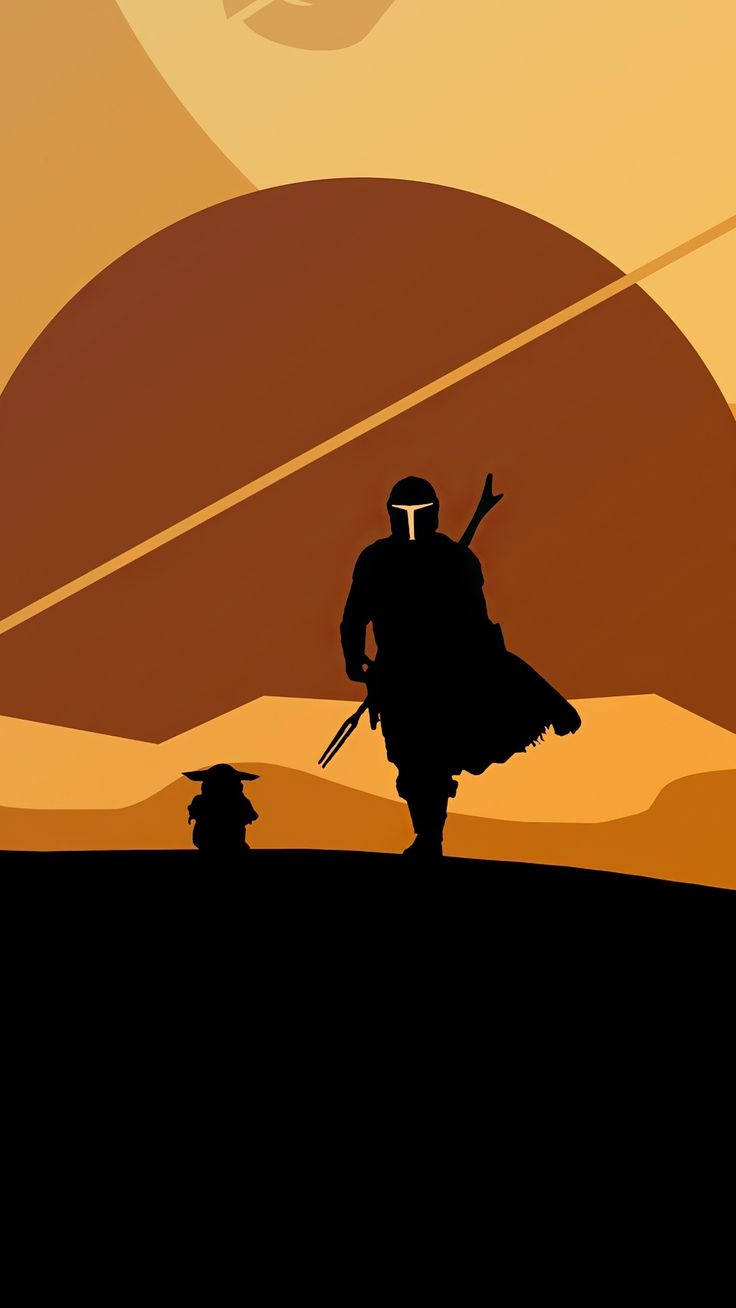 X the mandalorian and yoda minimal silhouette artwork wallpaper star wars painting star wars background star wars pictures