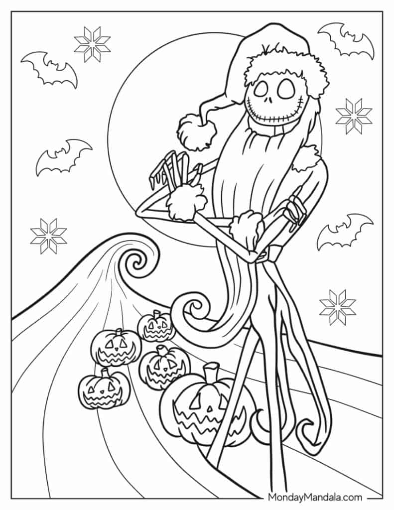 Nightmare before christmas coloring pages free pdfs